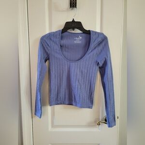 Free People Intimately Lucky You Layering Scoop Neck Shirt Sky Blue Size XS/S